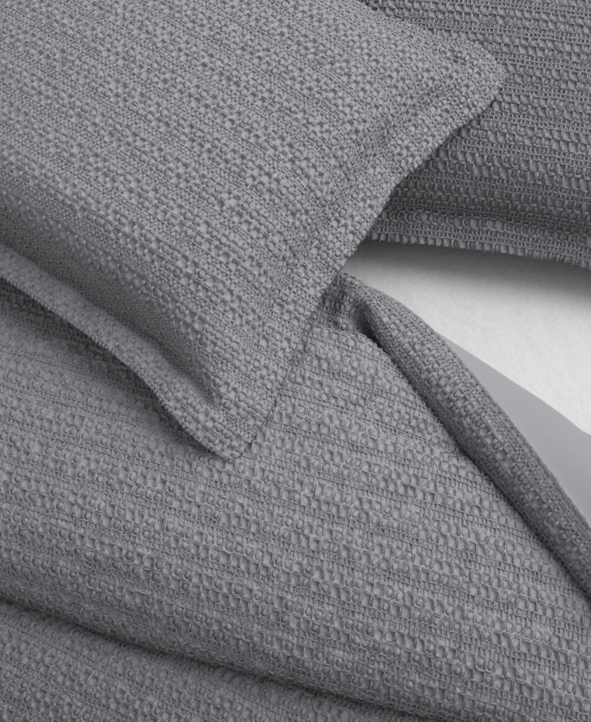 Linery & Co. 100% Cotton Reversible Honeycomb Waffle / Percale Duvet Cover Set