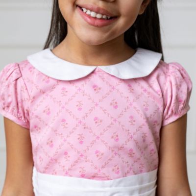 Toddler Girls Short Sleeve Sateen Dress with Peter Pan Collar