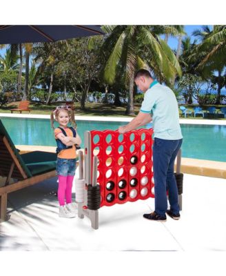 Jumbo 4-to-Score Game Set Giant 4 in A Row Kids Adults w/ 42 Jumbo Rings Red