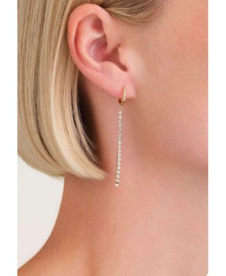 Tennis Earrings In 14K Yellow Gold Plated Stainless Steel