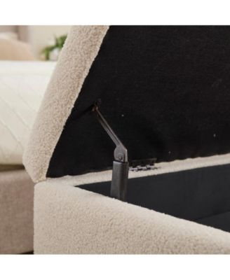 Teddy Storage Bench, Bed End Stool with Hidden Storage with Solid Wood Legs