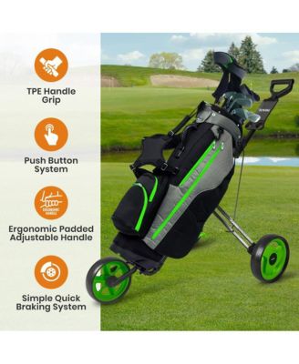 3-Wheel Golf Push Cart with Deluxe Scorecard Holder