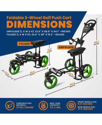 Foldable 3-Wheel Golf Push Cart with Scorecard Holder