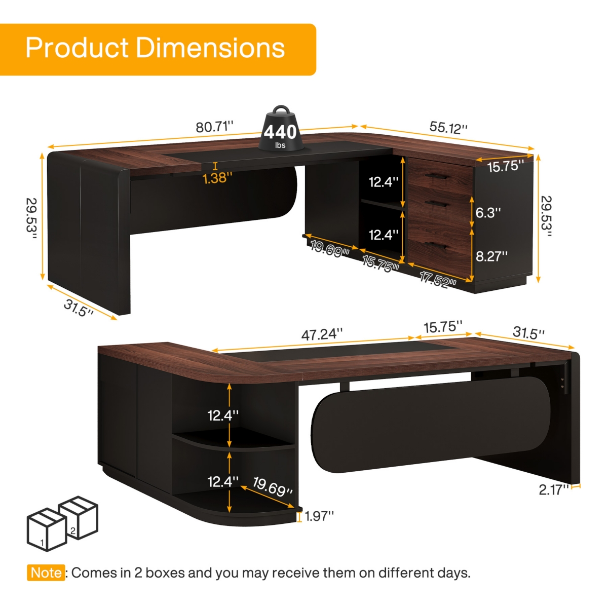 Tribesigns 47 inch Retail Counter,Modern Front Desk Reception Room Table with Cable Grommet,Reception Desk with Counter