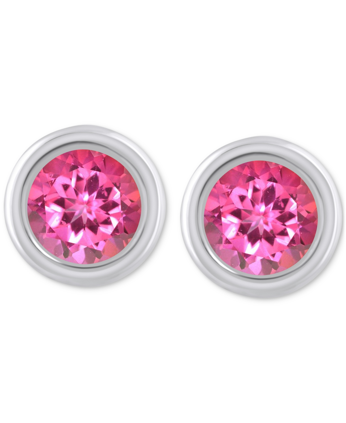 Macy's Lab-created Opal Bezel Stud Earrings (1-1/5 Ct. T.w.) Stud Earrings In 10k Gold (also In Additional In Pink Topaz,white Gold