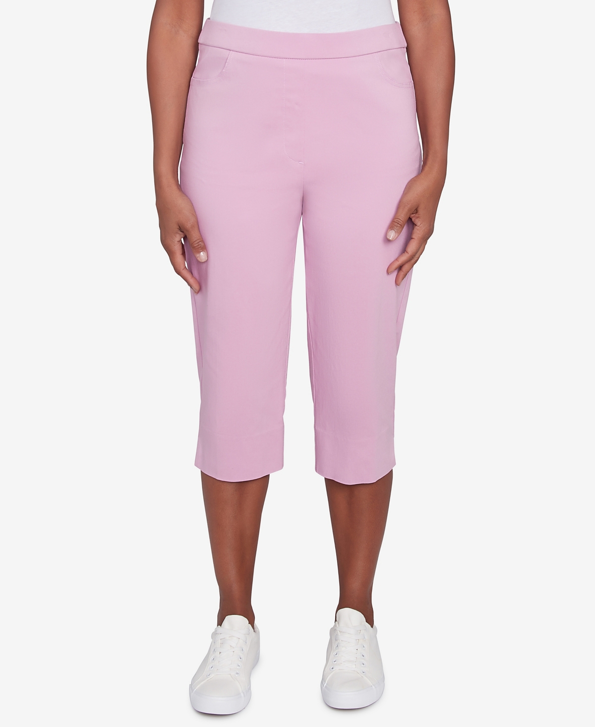 Alfred Dunner Petite Classics Flat Front Allure Clamdigger Pants In Peony