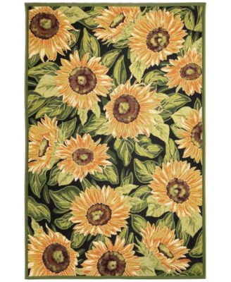 Liora Manne Marina Sunflowers Rug Collection In Black