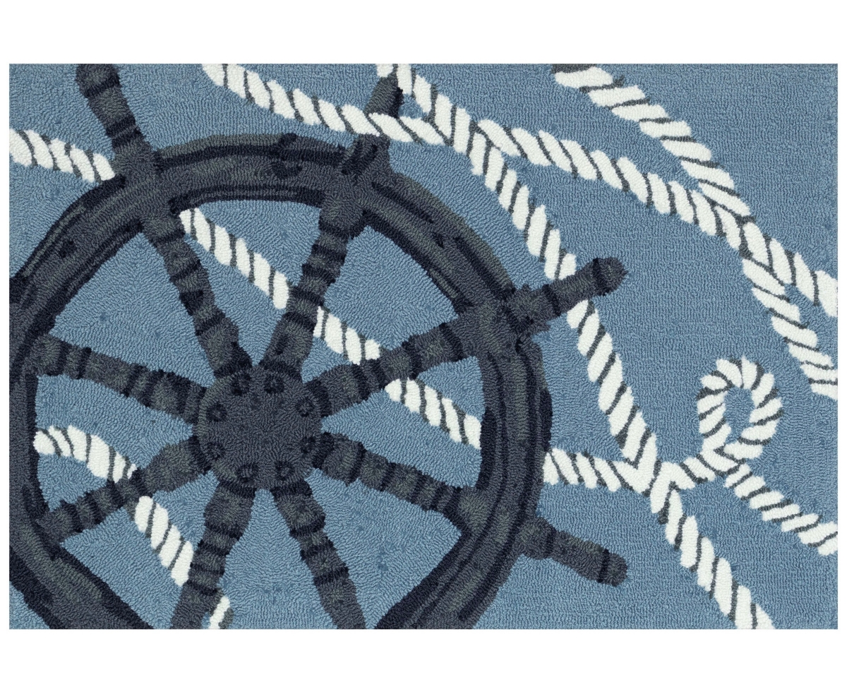 Liora Manne Frontporch Captain's Wheel 2'6"x4' Area Rug In Mist