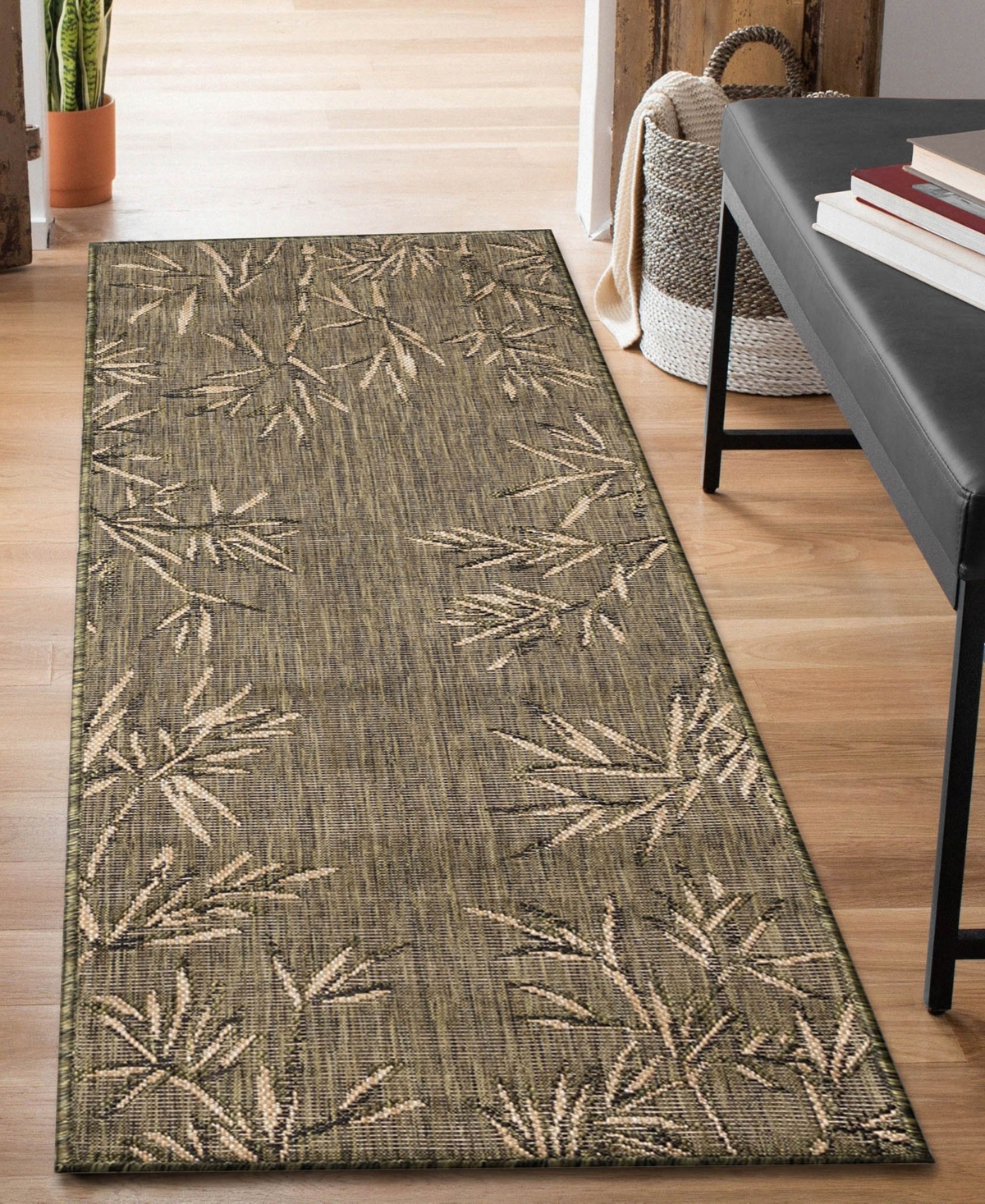 Liora Manne Carmel Border 1'11"x4'11" Runner Area Rug In Green