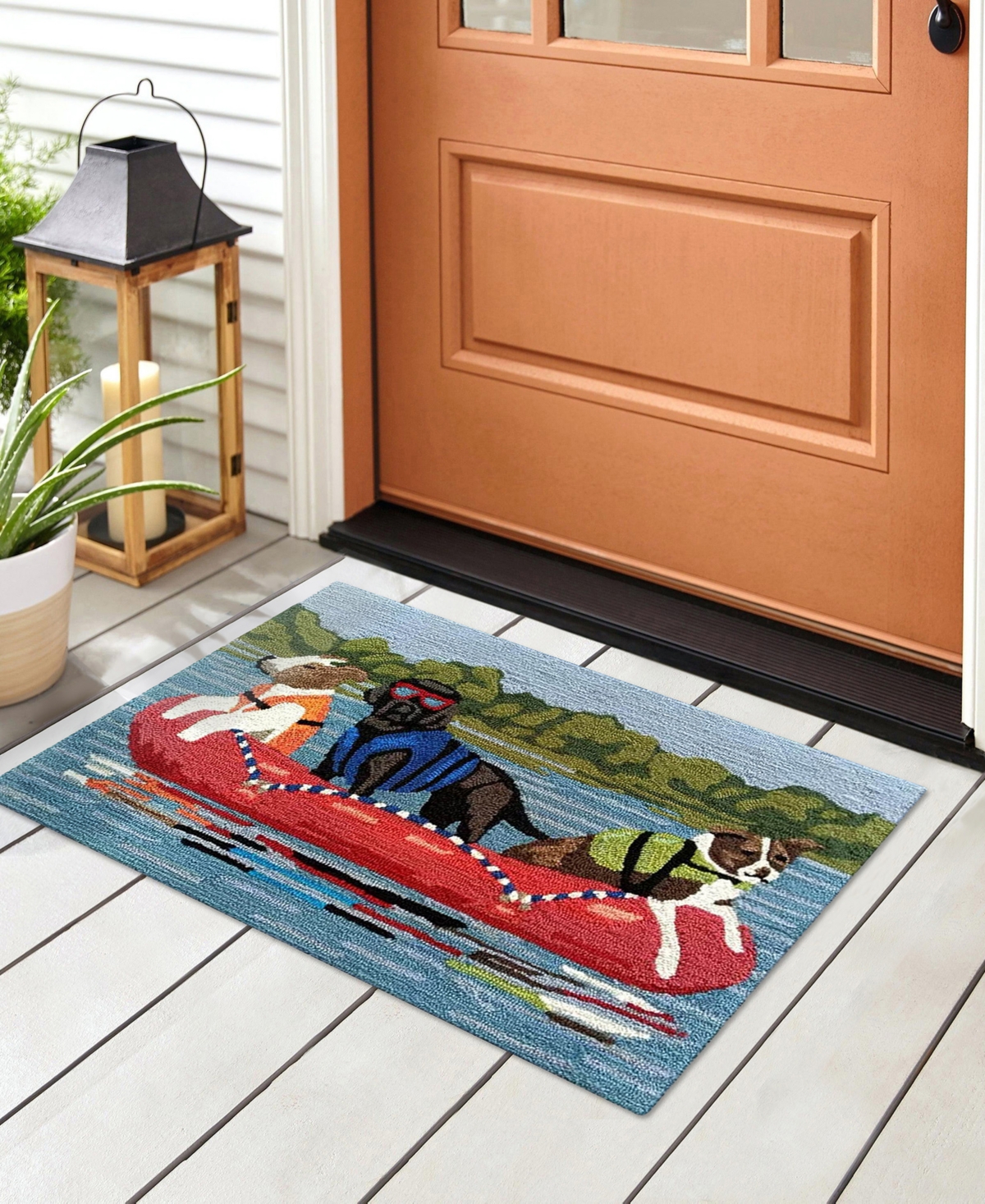 Liora Manne Frontporch Rafting Dogs 1'8"x2'6" Area Rug In Multi