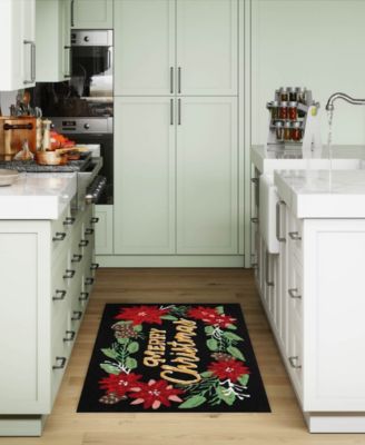 Liora Manne Frontporch Merry Christmas Rug Collection In Black
