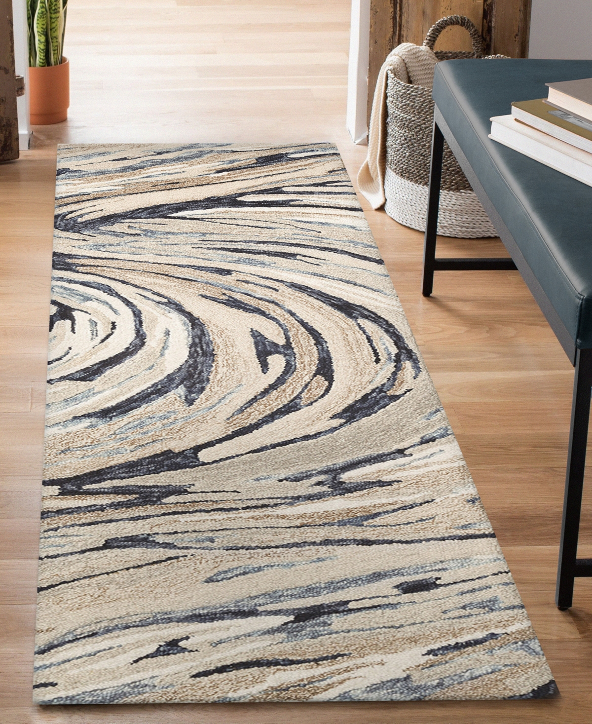 Liora Manne Savoy Big Wave 2'x7'6" Runner Area Rug In Blue