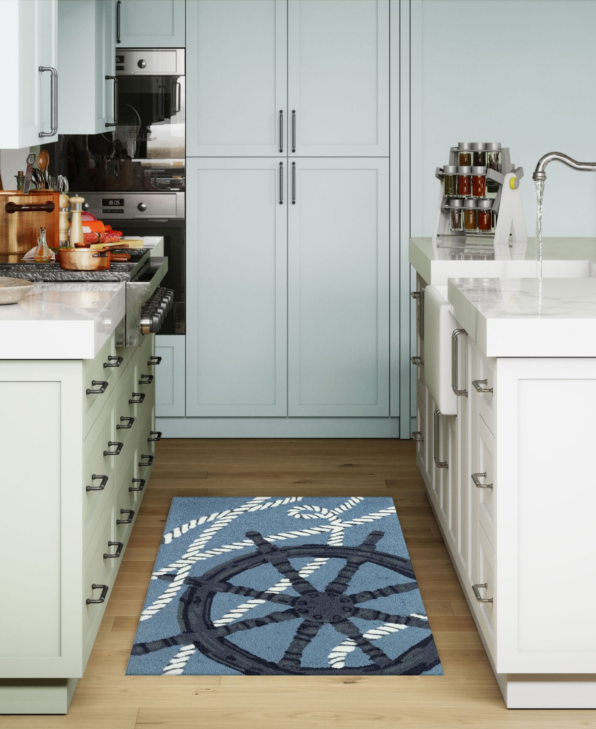Liora Manne Frontporch Captain's Wheel 2'6"x4' Area Rug In Mist