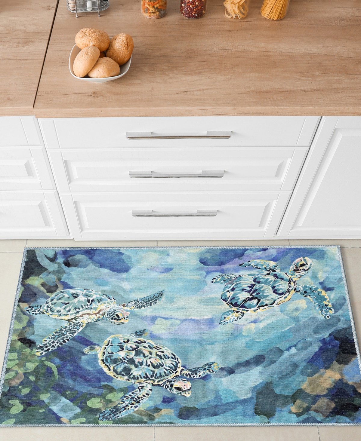 Liora Manne Impressions Seaturtles 2'5"x3'11" Area Rug In Ocean