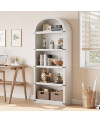 Bookcase Arched Bookshelf 71.65in Tall Bookcase Farmhouse Display Storage Rack