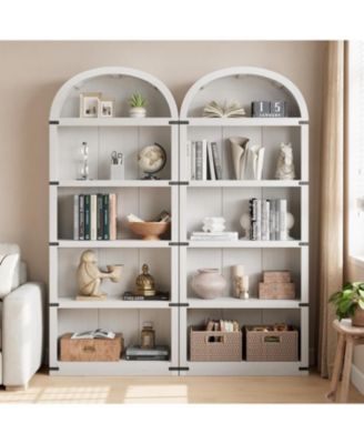 Bookcase Arched Bookshelf 71.65in Tall Bookcase Farmhouse Display Storage Rack