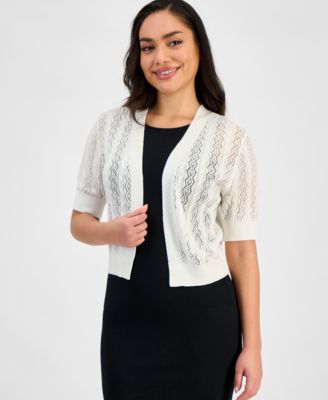 Robbie Bee - Petite Knit Short-Sleeve Open-Front Shrug