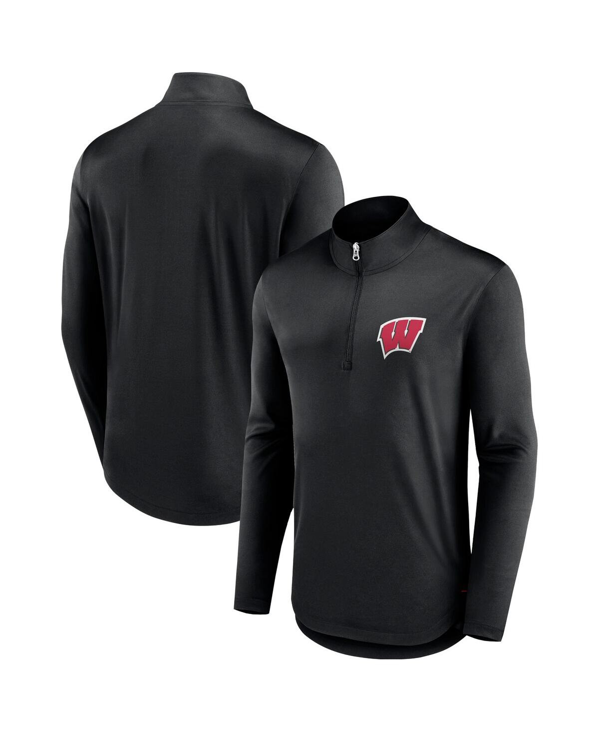 Fanatics Men's Black Wisconsin Badgers Tough Minded Quarter-zip Top In Black