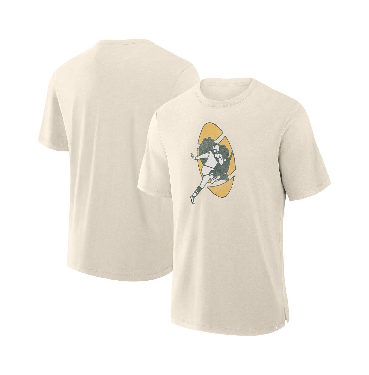 Мужская футболка Fanatics Cream Green Bay Packers Slub — фото 1