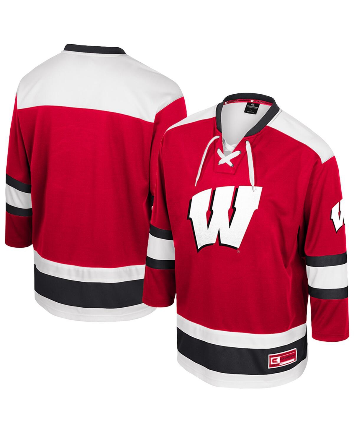 Men's Red Wisconsin Badgers Athletic Machine Fashion Hockey Jersey - Red
