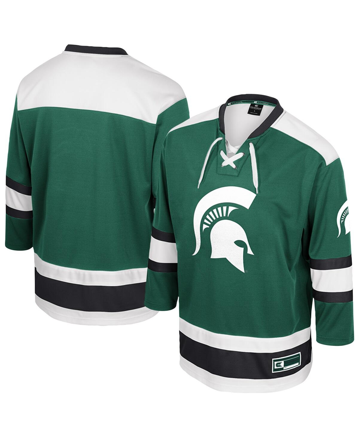 Men's Green Michigan State Spartans Athletic Machine Fashion Hockey Jersey - Green