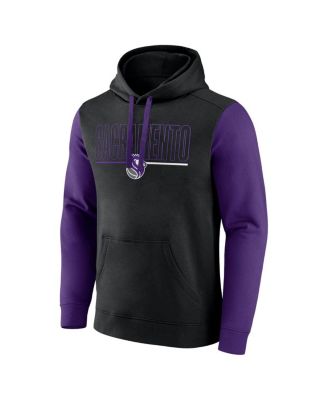 Men's Black Sacramento Kings Outline Colorblock Pullover Hoodie