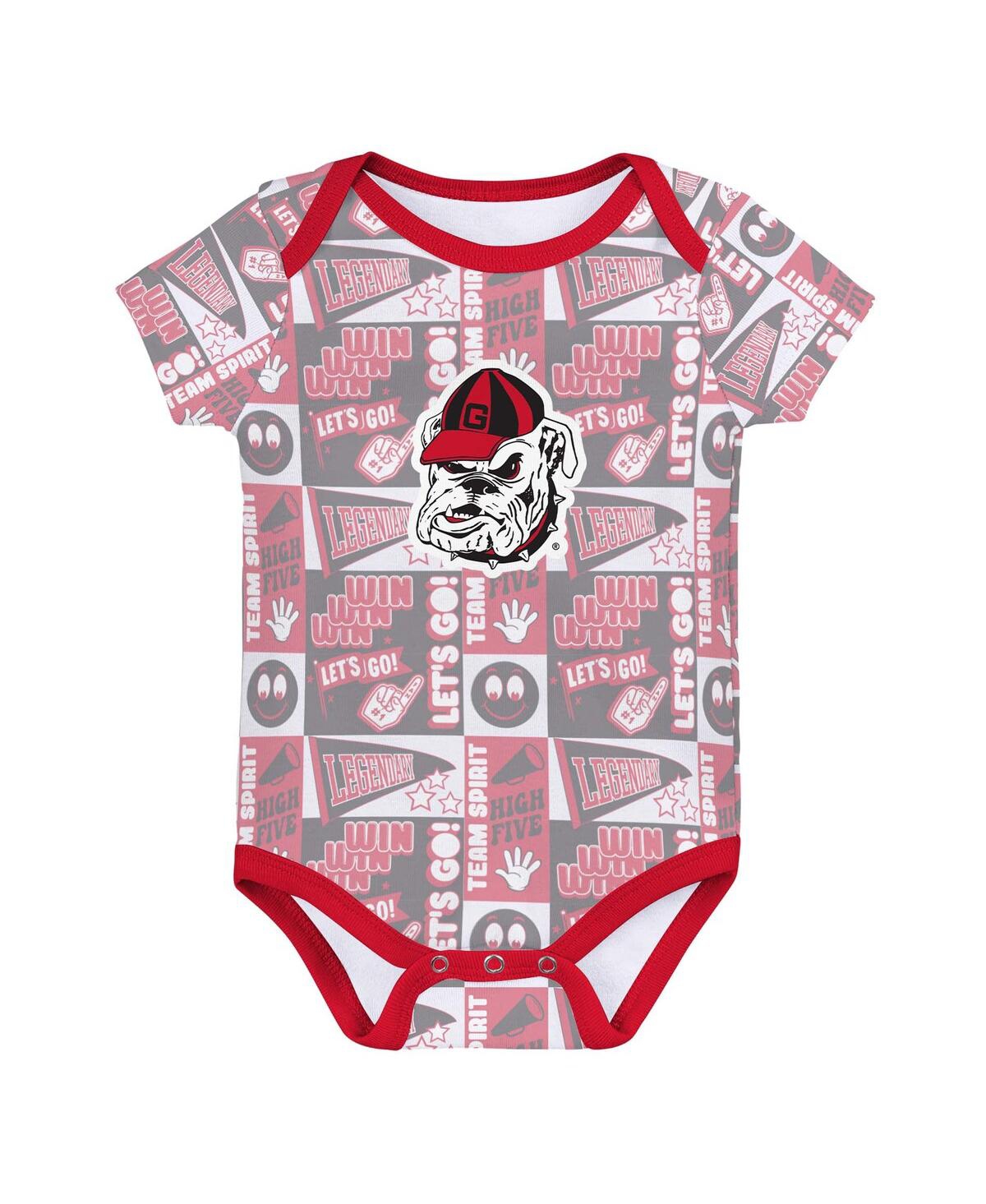Outerstuff Newborn Red Georgia Bulldogs Sunday Comics 3-pack Bodysuit Set In Red