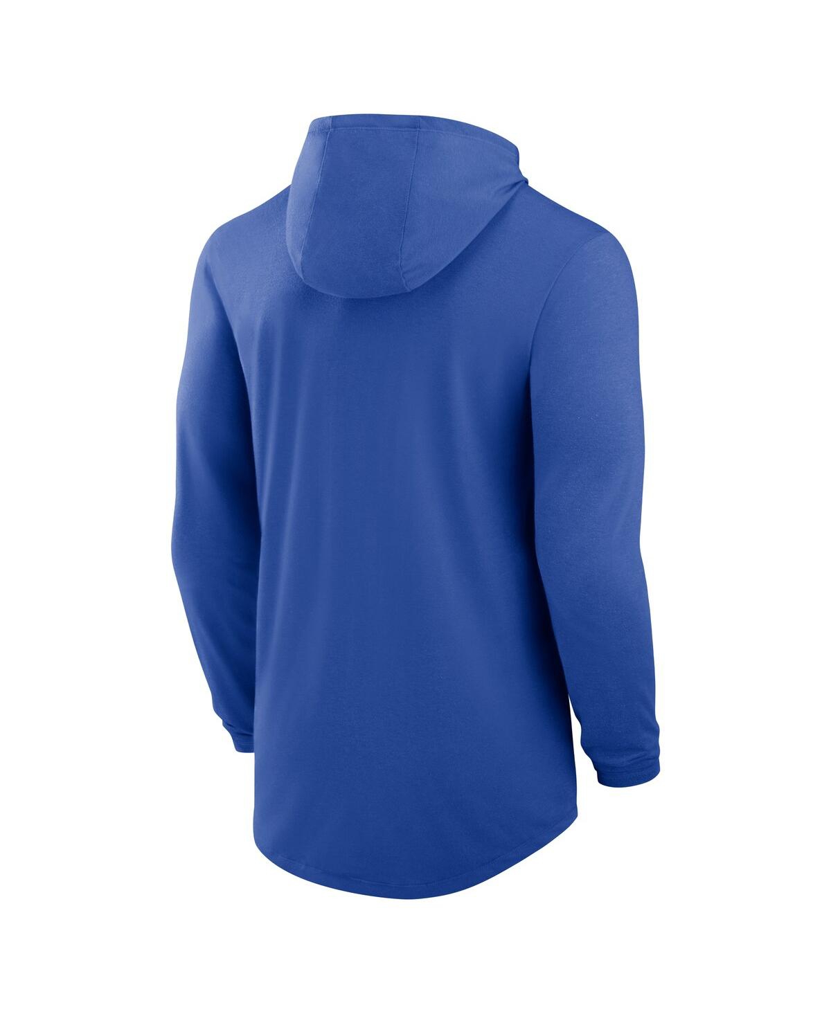 NIKE MEN'S ROYAL DUKE BLUE DEVILS LIGHTWEIGHT PERFORMANCE LONG SLEEVE HOODIE T-SHIRT
