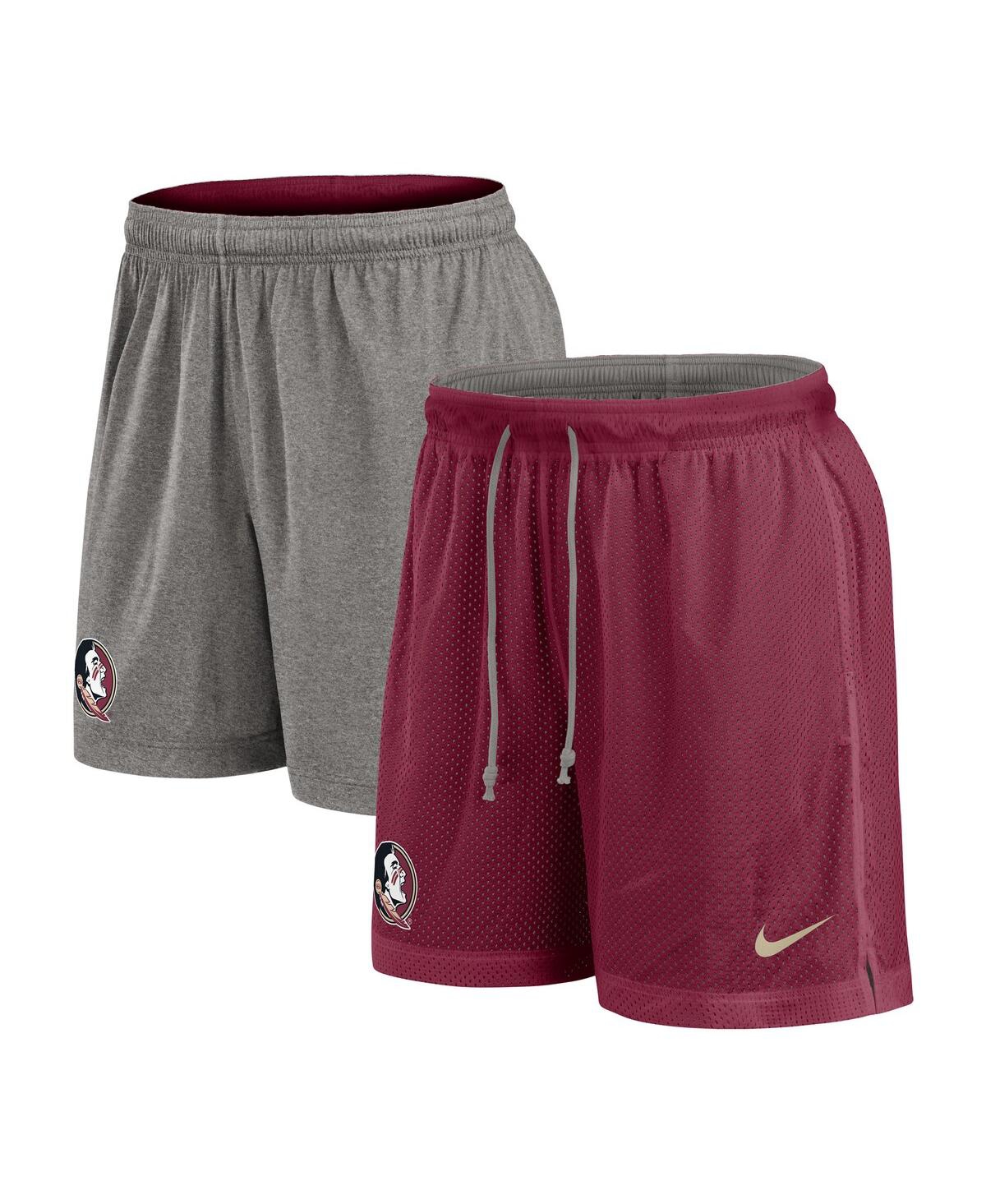 Nike Men's Garnet/heather Gray Florida State Seminoles Player Reversible Shorts In Garnet,heather Gray