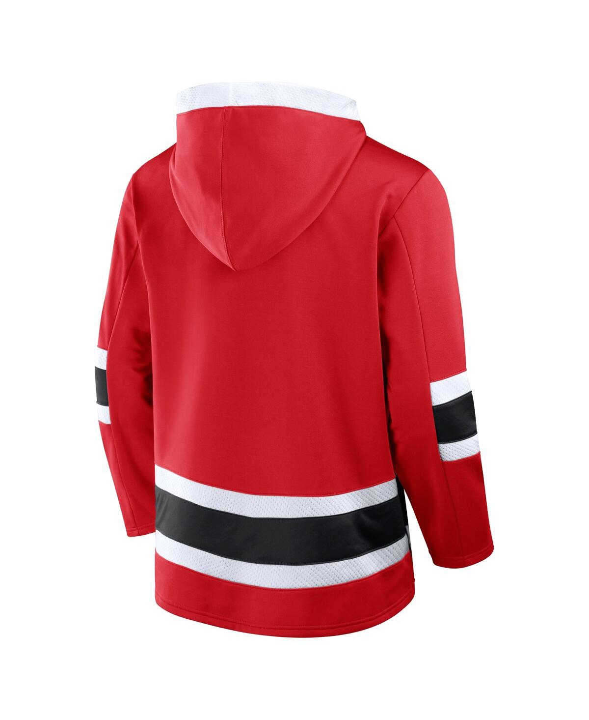 Fanatics Men's Red New Jersey Devils Inside Line Fleece Pullover Hoodie In Red