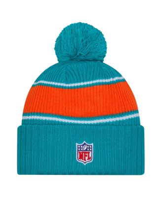 Men's Aqua Miami Dolphins 2024 Sideline Cuffed Knit Hat with Pom