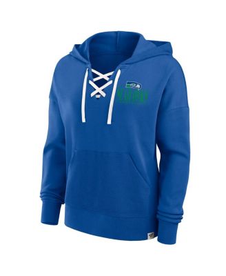 Women's Royal Seattle Seahawks Blitz Left Lace-Up Pullover Hoodie