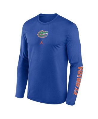 Men's Royal Florida Gators Primetime Center Lockup Two-Hit Legend Long Sleeve T-Shirt
