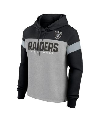 Women's Heather Gray/Black Las Vegas Raiders Bold Play Call Pullover Hoodie