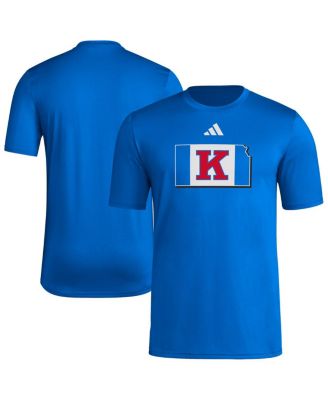adidas - Men's Royal Kansas Jayhawks Basketball State Outline Pre-Game T-Shirt