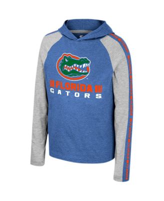 Big Boys and Girls Royal Florida Gators Ned Raglan Long Sleeve Hooded T-Shirt