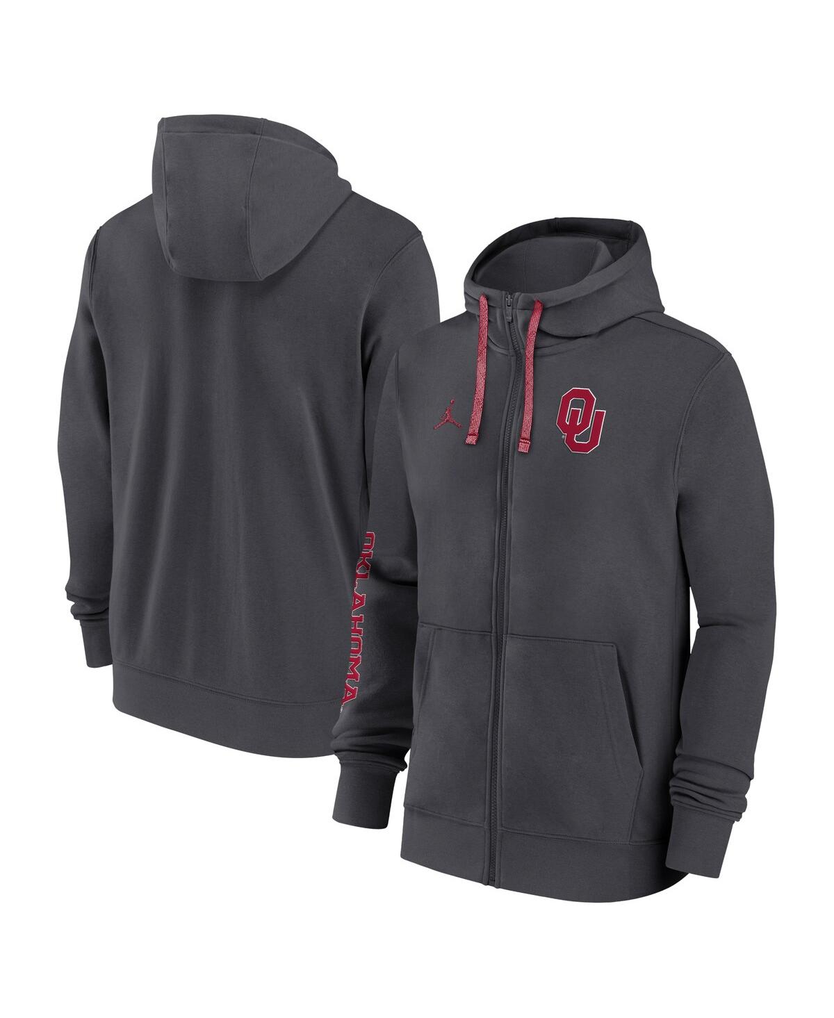 JORDAN MEN'S ANTHRACITE OKLAHOMA SOONERS 2024 SIDELINE FULL-ZIP HOODIE 