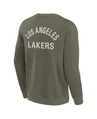 Men's and Women's Olive Los Angeles Lakers Super Soft Pullover Crew Sweatshirt