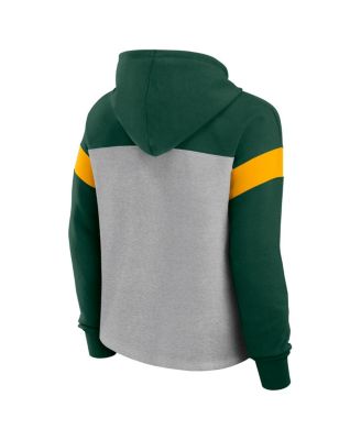 Women's Heather Gray/Green Green Bay Packers Bold Play Call Pullover Hoodie
