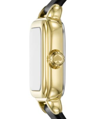 Women's Gracie Square Three-Hand Black Leather Watch, 25mm