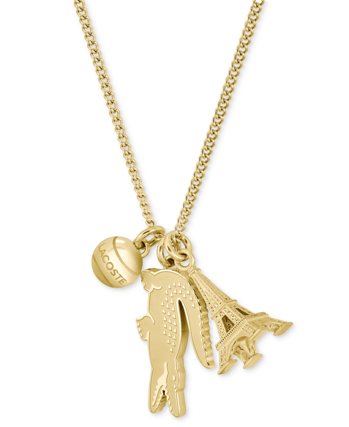 LACOSTE GOLD-TONE UMPIRE GREEN CROCODILE PENDANT NECKLACE, 23-2/3" + X" EXTENDER 