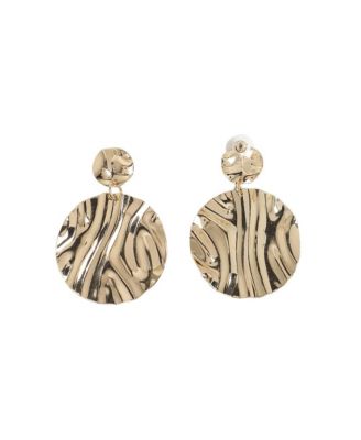 Dented Circular Drop Earrings