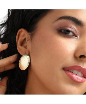 Textured Lined Circular Stud Earrings