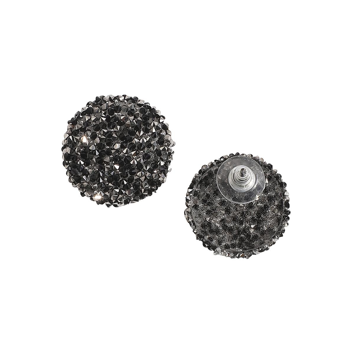 Sohi Embellished Cluster Circular Stud Earrings In Black