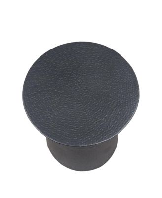 Round Side End Table with Handcrafted Hammered Design for Unique Accent Decor