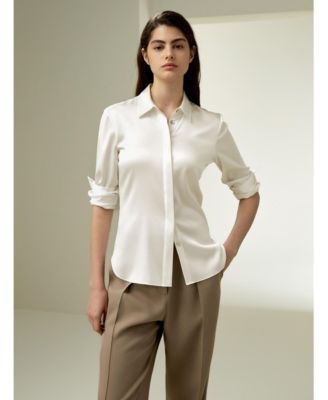 Women's Elegant Silhouette Silk Shirt