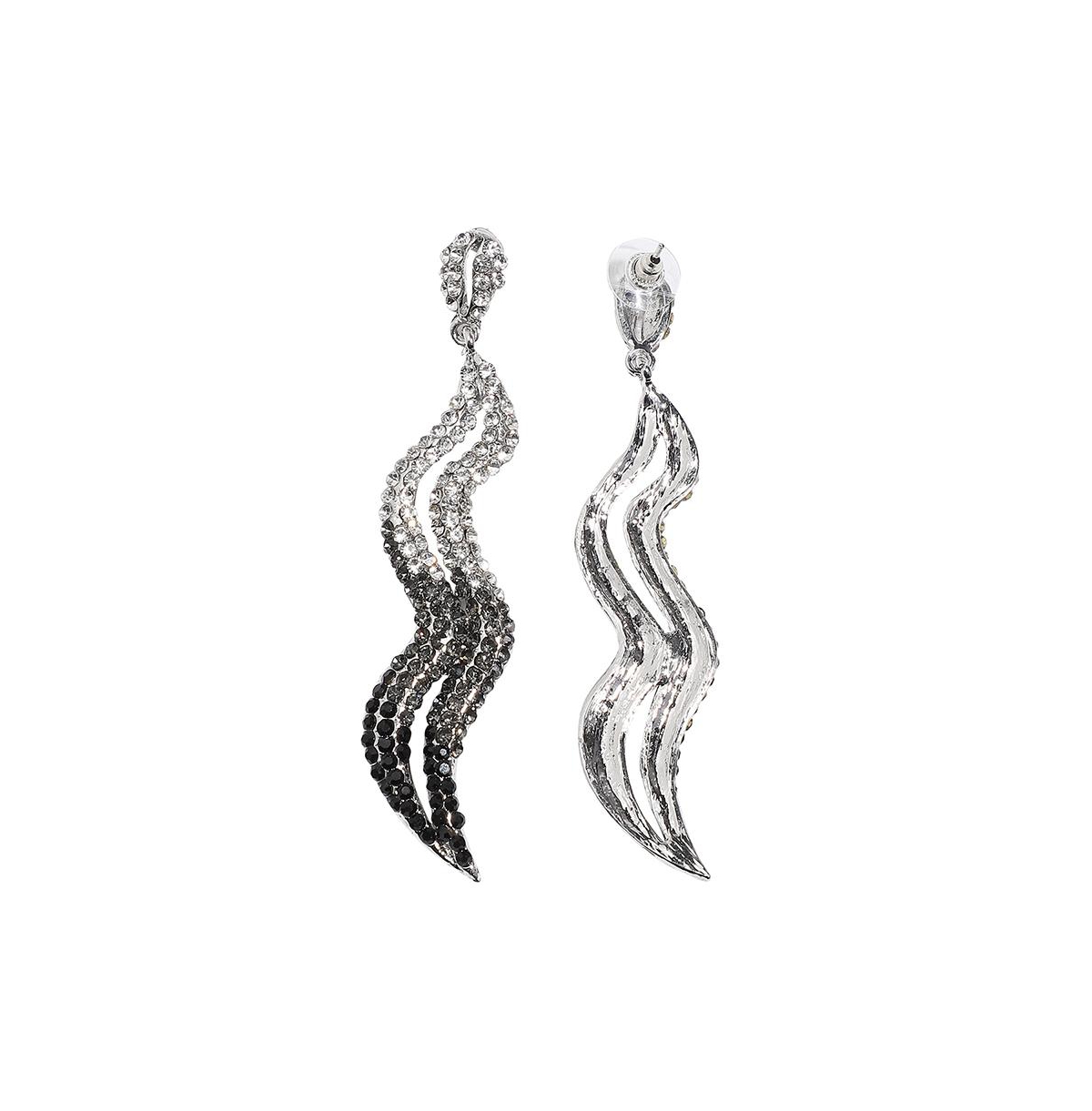 Sohi Ombre Swirl Drop Earrings In Silver