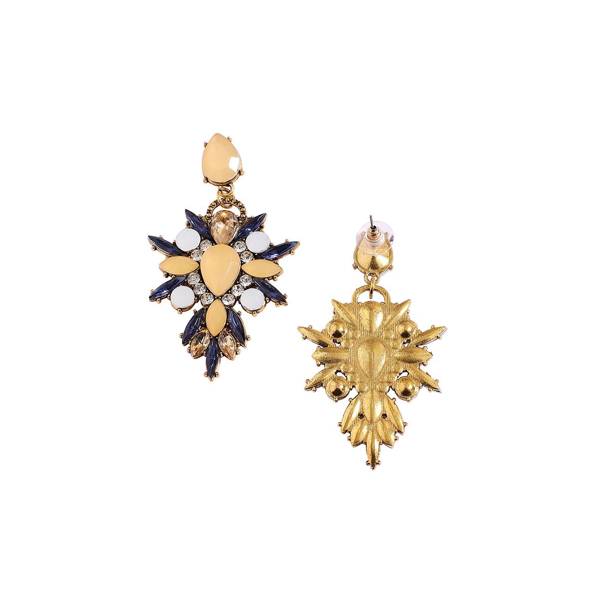 Sohi Crystal Drop Earrings In Yellow