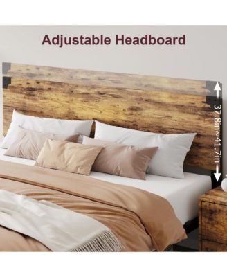 King Size Bed Frame with Wood Headboard, King Platform Bed Frame