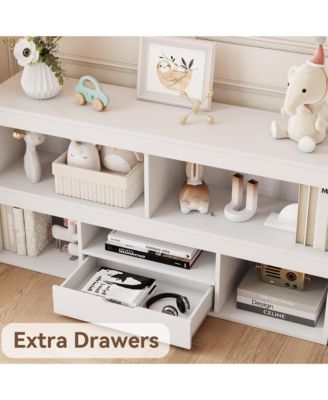 Wooden Kids Bookshelf and Toy Storage Organizer Kids Book Shelf with 5 Cubbies and 1 Drawer Kids Bookcase Kids Storage Cabinet for Playing Rooms Children's Room School Hallway